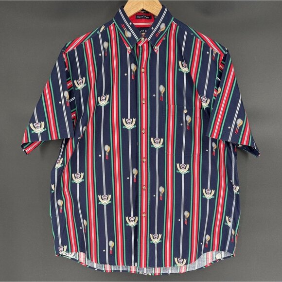 Gant Other - Gant Salty Dog Men's Imperial Poplin Striped Tennis Club Shirt M Navy Novelty